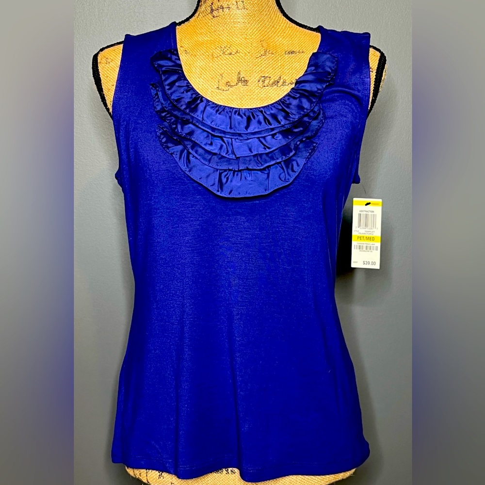 NWT Alfani Petite Medium Ruffled Neck Top